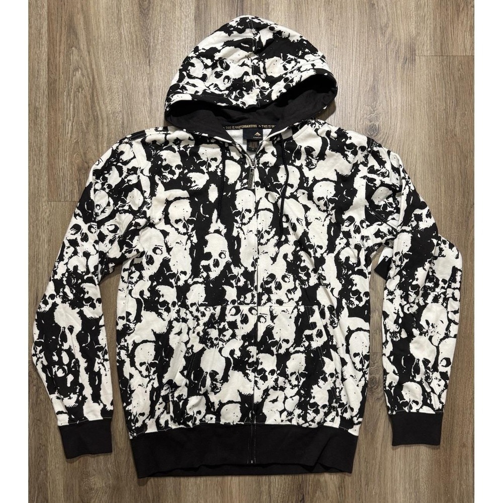 Y2K Emerica‎ Skateboarding Skull Full Zip Hoodie Size M